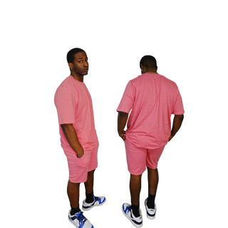 Buy pink H 108908 Premium 100% Ring-Spun Cotton Unisex T-Shirt &amp; Short SET.