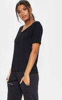 H3002 Womens V-Neck 95% Cotton 5% Elastane Cotton Fitted T-Shirt - APPAREL WHOLESALE DEPOT T-Shirt HUDI