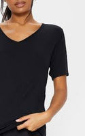 H3002 Womens V-Neck 95% Cotton 5% Elastane Cotton Fitted T-Shirt - APPAREL WHOLESALE DEPOT T-Shirt HUDI