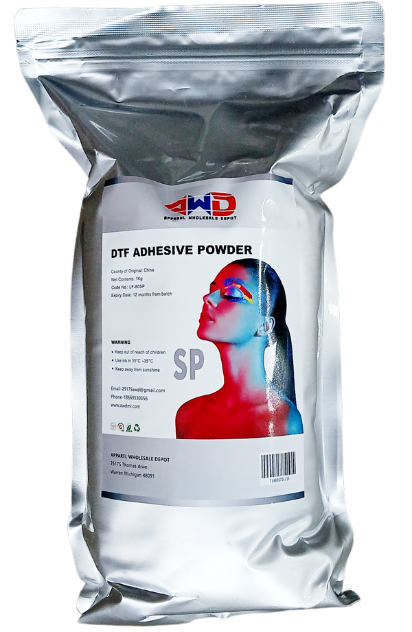 AWD DTF (Direct to Film) Hot Melt Adhesive Powder 1000 grams & 5000 Grams . (1KG.) & (5kgs) WHITE & BLACK