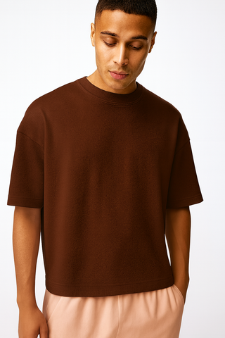 Buy brown H1001 HUDI Supreme – 100% Ring-Spun Cotton Boxy T-Shirt (7 oz)