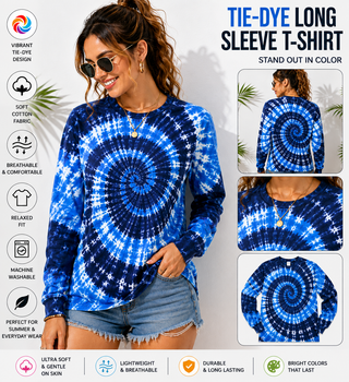 Buy evening-sky BSI 305 Women’s Tie Dye Soft Style T-Shirt – 60% Cotton 40% Polyester Crew Neck Long sleeve Tee