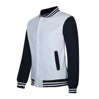 Buy white-black HUDI H 5005  HAVEY DUTY 15Oz Fleece Varsity Jacket