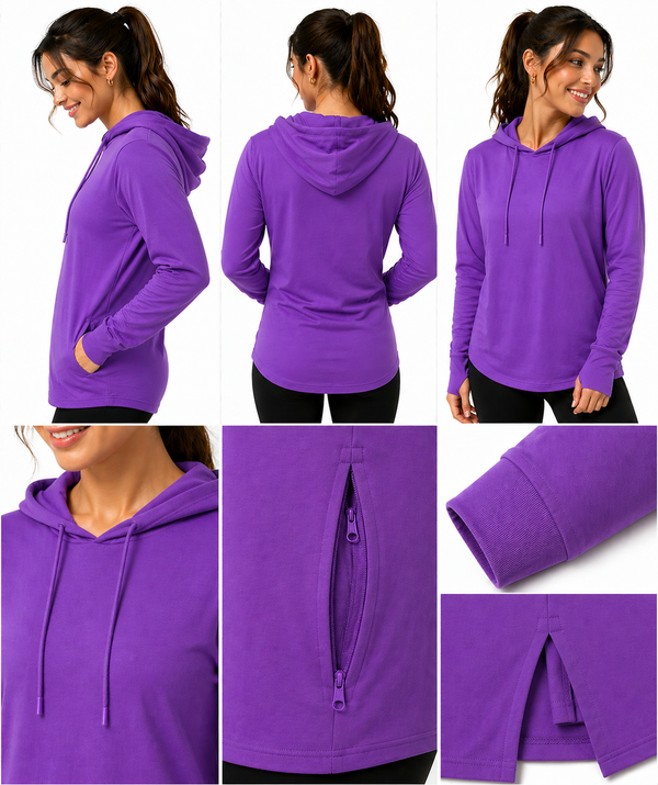 H9004 : Unisex Solid Front Jersey Hoodie with Hidden Zippered Pockets