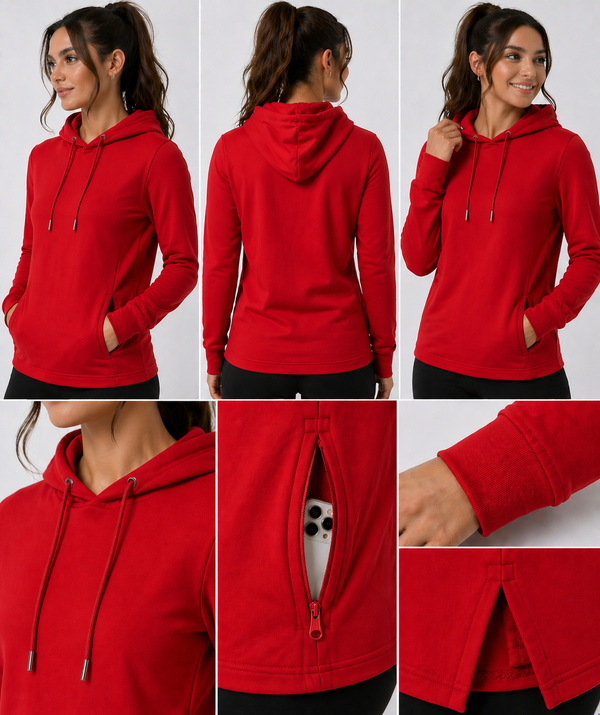 H9004 : Unisex Solid Front Jersey Hoodie with Hidden Zippered Pockets