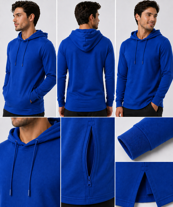 H9004 : Unisex Solid Front Jersey Hoodie with Hidden Zippered Pockets