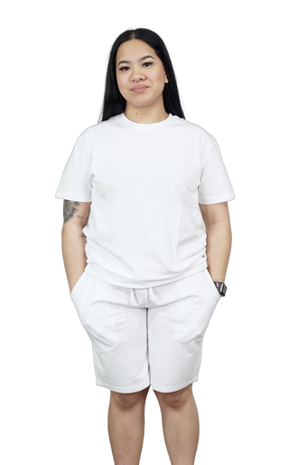 Buy white H 108908 Premium 100% Ring-Spun Cotton Unisex T-Shirt &amp; Short SET.