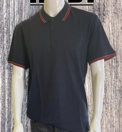H7005 Men's Pique Polo Shirt with Stripe Collar