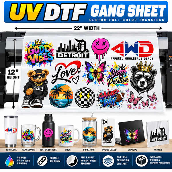 UV DTF GANG SHEETS – PREMIUM FULL-COLOR TRANSFERS CUSTOM