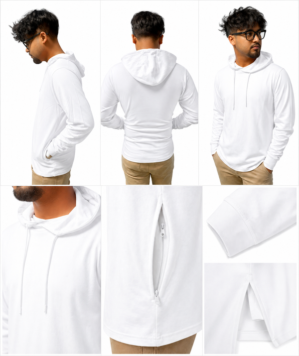 H9004 : Unisex Solid Front Jersey Hoodie with Hidden Zippered Pockets