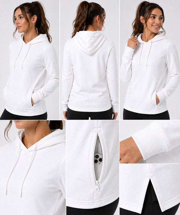 H9004 : Unisex Solid Front Jersey Hoodie with Hidden Zippered Pockets