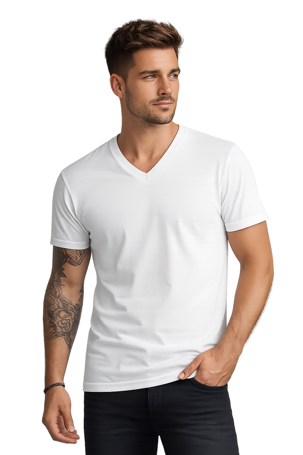 V-Neck   BSI 1008 — 100% Premium Ring-Spun  short sleeve T-Shirt