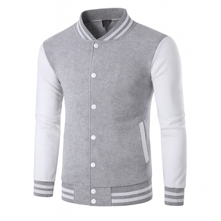 Buy h-grey-white HUDI H 5005  HAVEY DUTY 15Oz Fleece Varsity Jacket