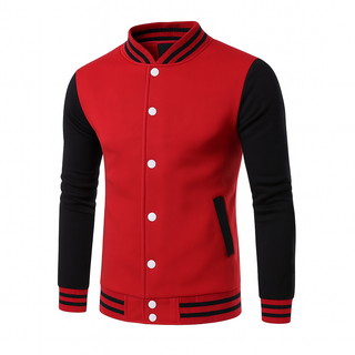Buy red-black HUDI H 5005  HAVEY DUTY 15Oz Fleece Varsity Jacket